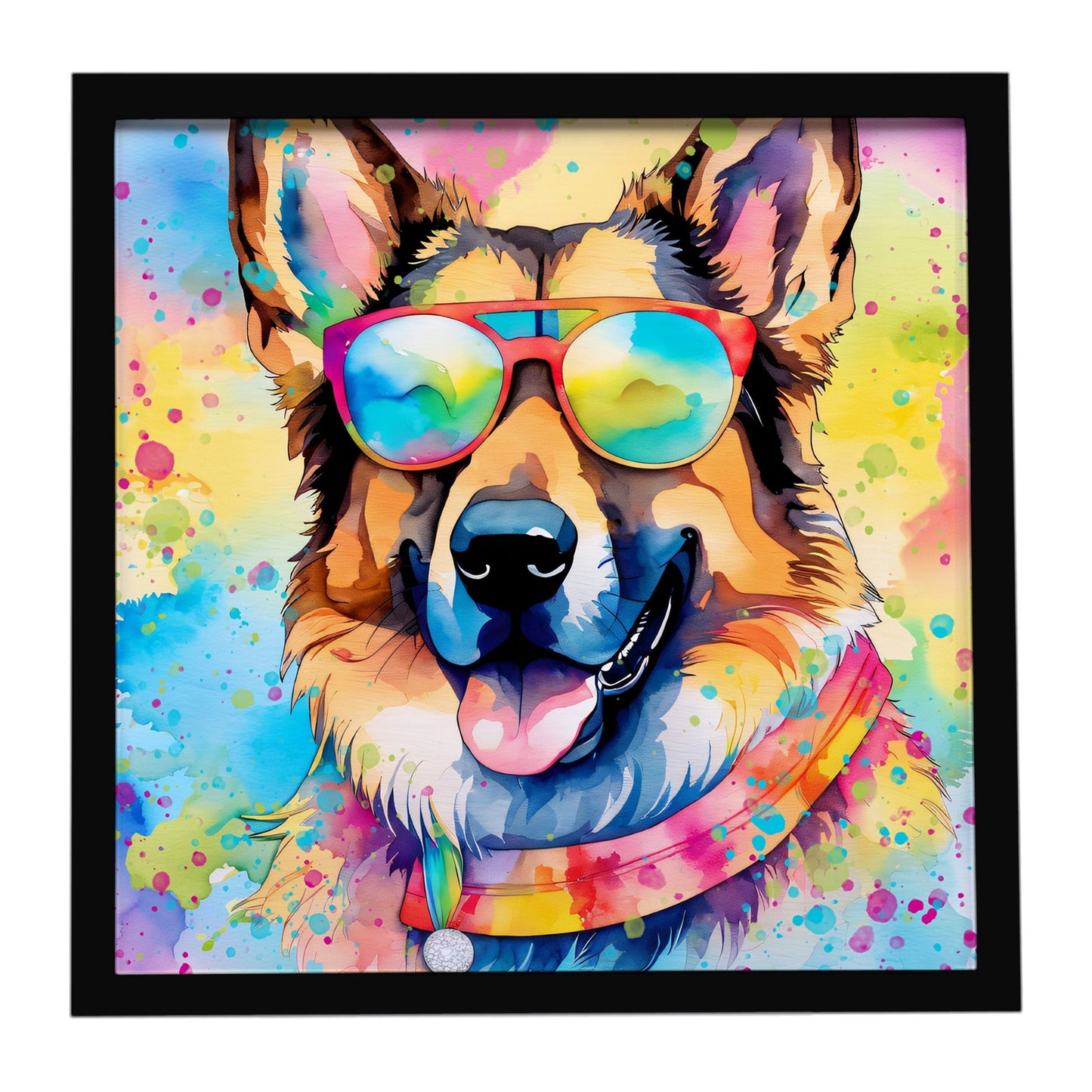 German Shepherd Hippie Dawg Framed Metal Print