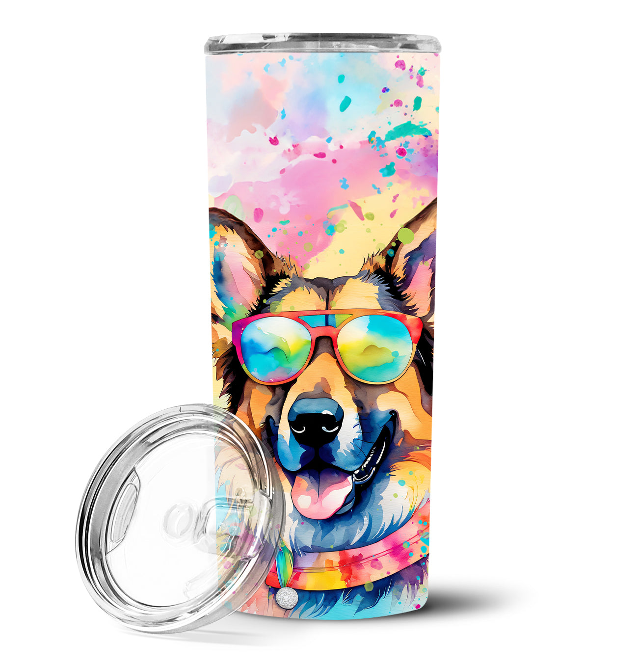German Shepherd Hippie Dawg Stainless Steel Skinny Tumbler