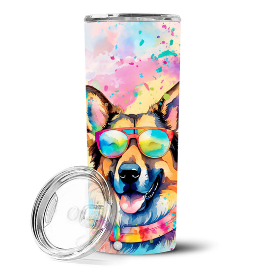 German Shepherd Hippie Dawg Stainless Steel Skinny Tumbler