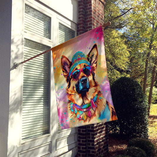 German Shepherd Hippie Dawg House Flag