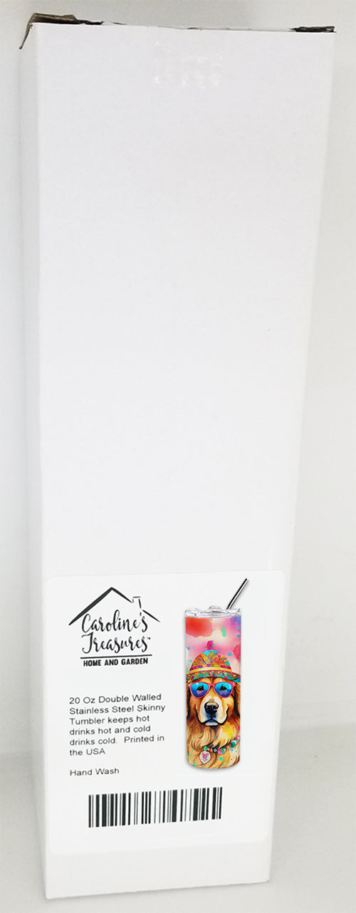 Golden Retriever Hippie Dawg Stainless Steel Skinny Tumbler