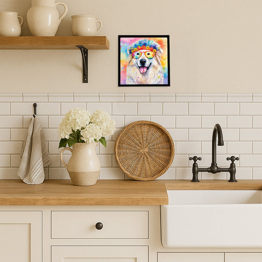 Great Pyrenees Hippie Dawg Framed Metal Print