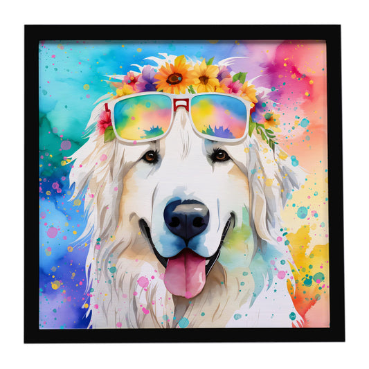 Great Pyrenees Hippie Dawg Framed Metal Print