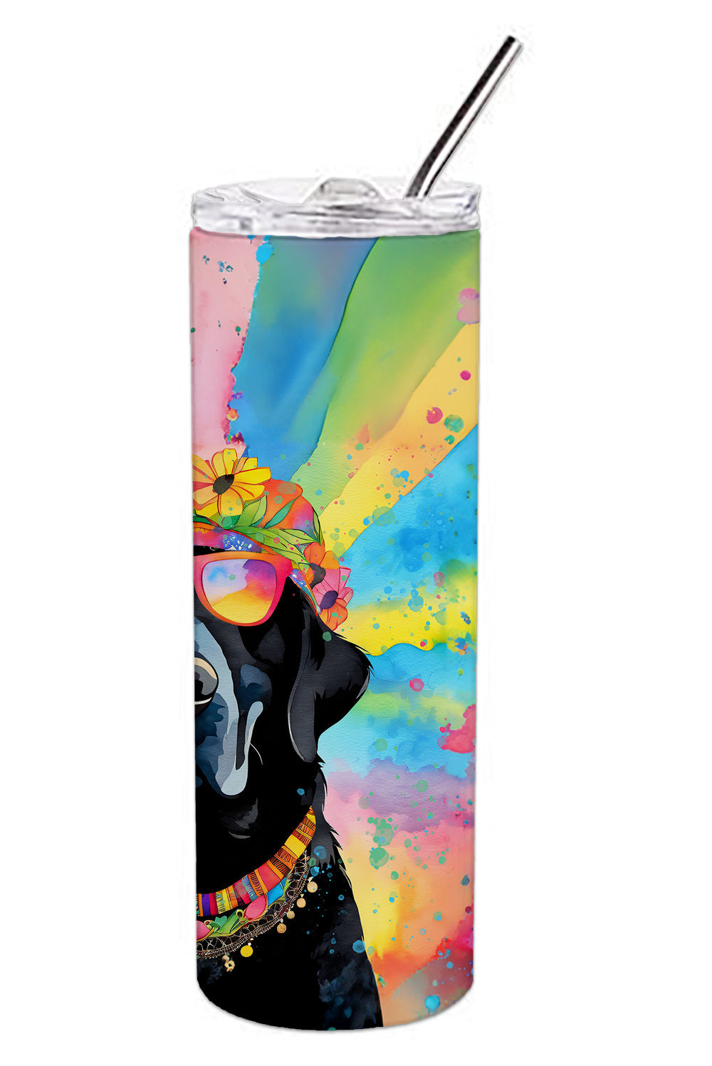 Black Labrador Hippie Dawg Stainless Steel Skinny Tumbler