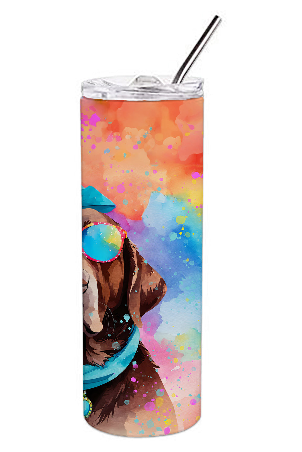 Chocolate Labrador Hippie Dawg Stainless Steel Skinny Tumbler