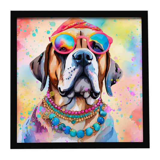Mastiff Hippie Dawg Framed Metal Print