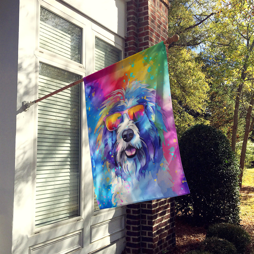 Old English Sheepdog Hippie Dawg House Flag