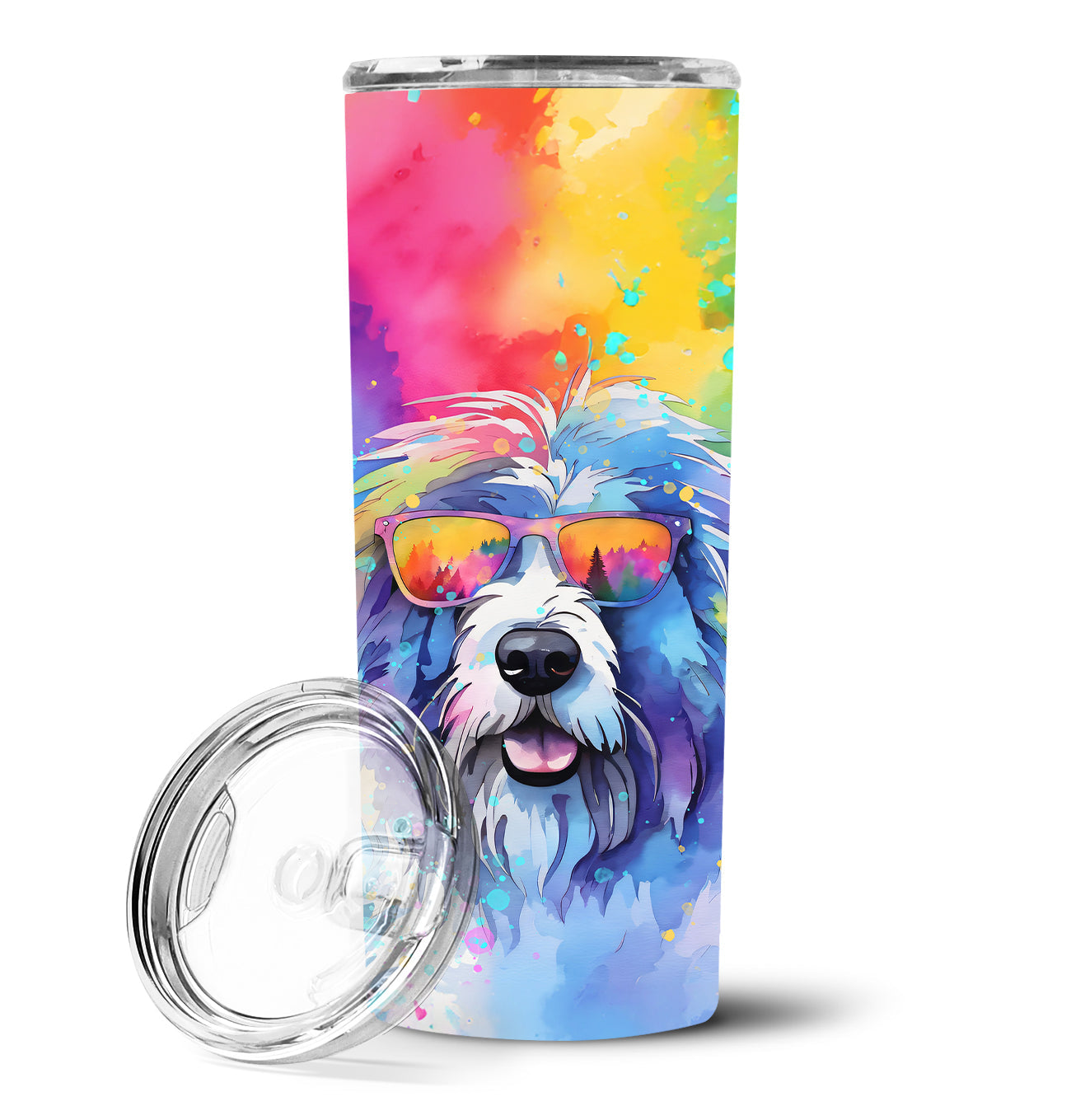 Old English Sheepdog Hippie Dawg Stainless Steel Skinny Tumbler
