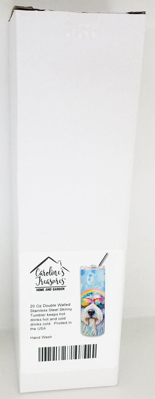 Old English Sheepdog Hippie Dawg Stainless Steel Skinny Tumbler