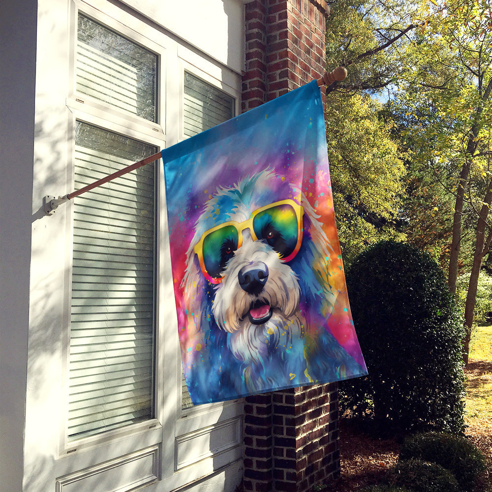 Old English Sheepdog Hippie Dawg House Flag