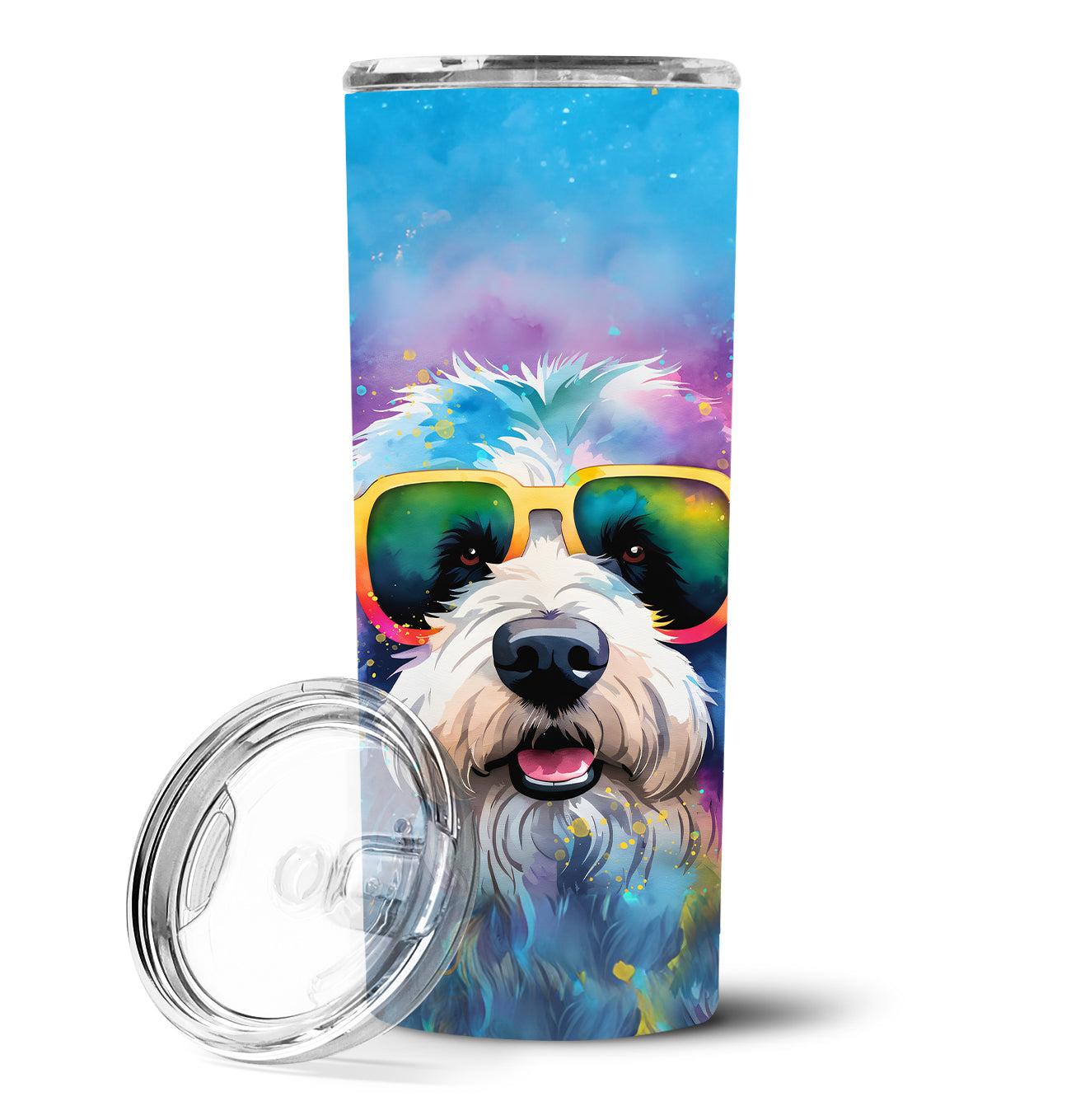 Old English Sheepdog Hippie Dawg Stainless Steel Skinny Tumbler