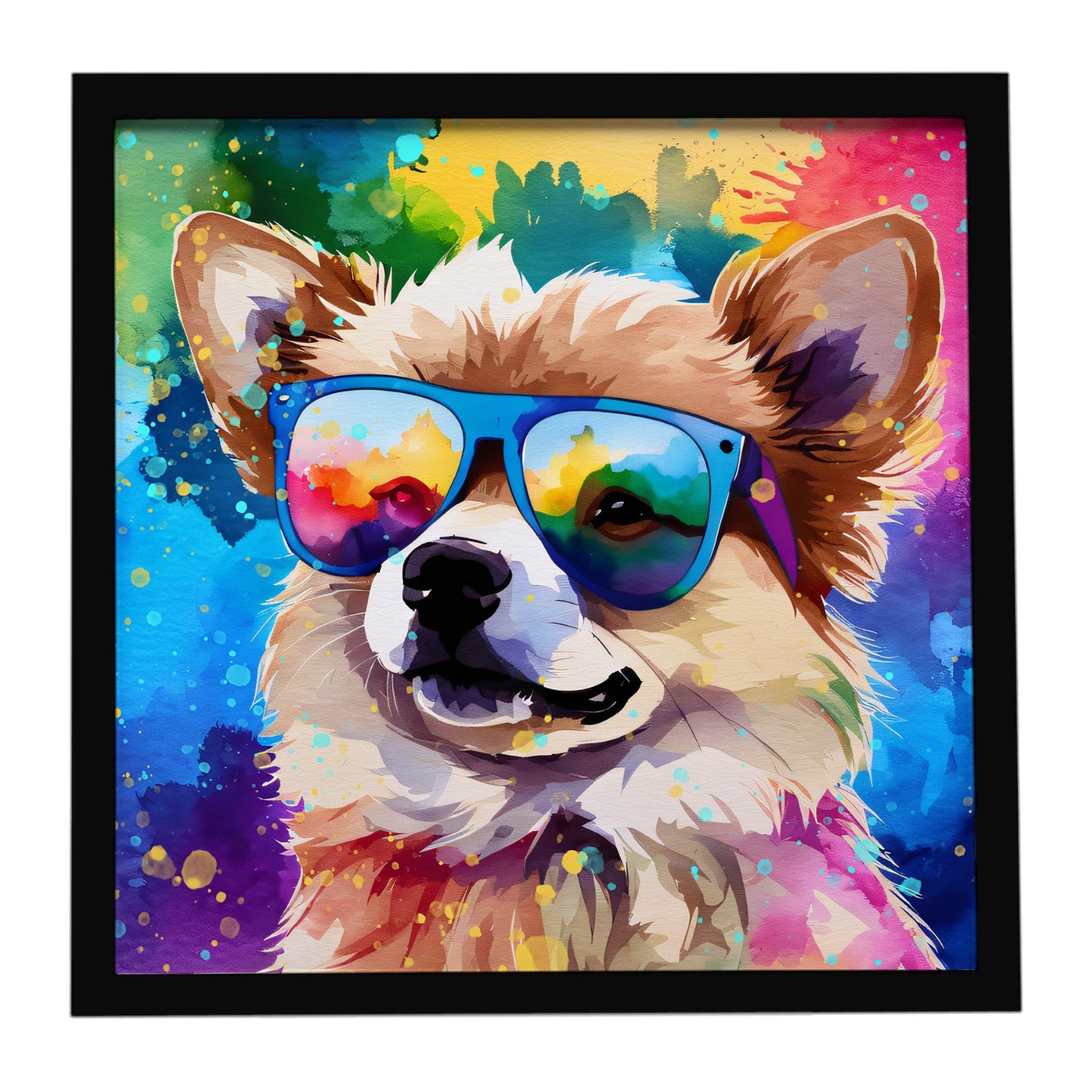 Pomeranian Hippie Dawg Framed Metal Print