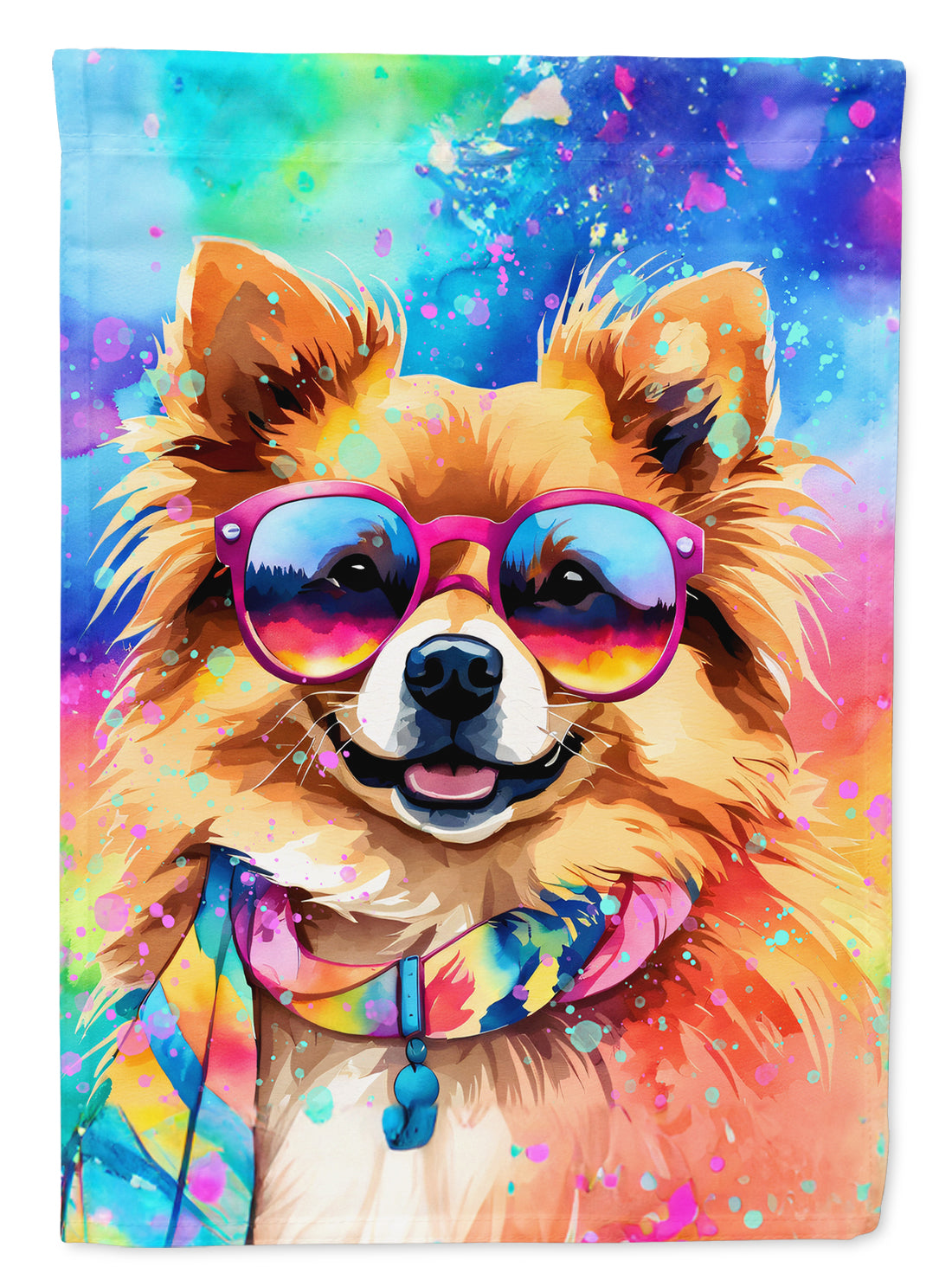 Pomeranian Hippie Dawg House Flag