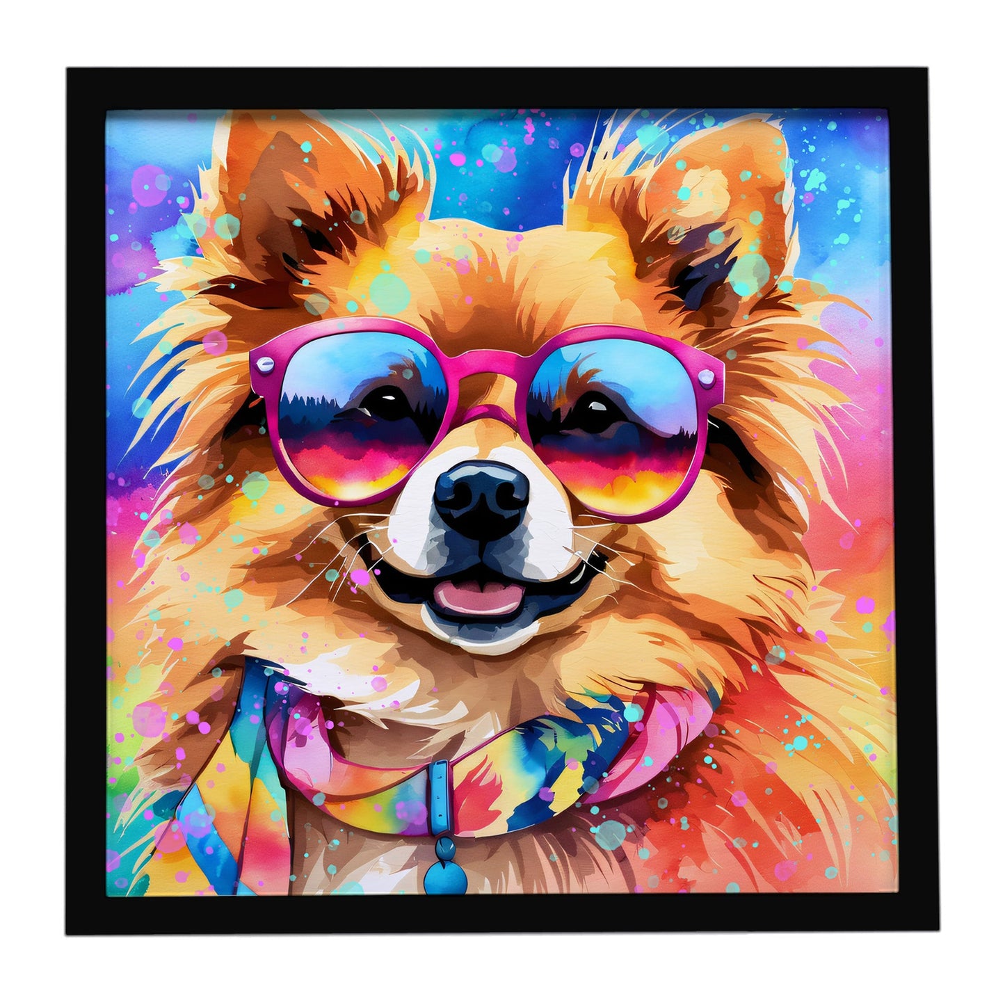 Pomeranian Hippie Dawg Framed Metal Print