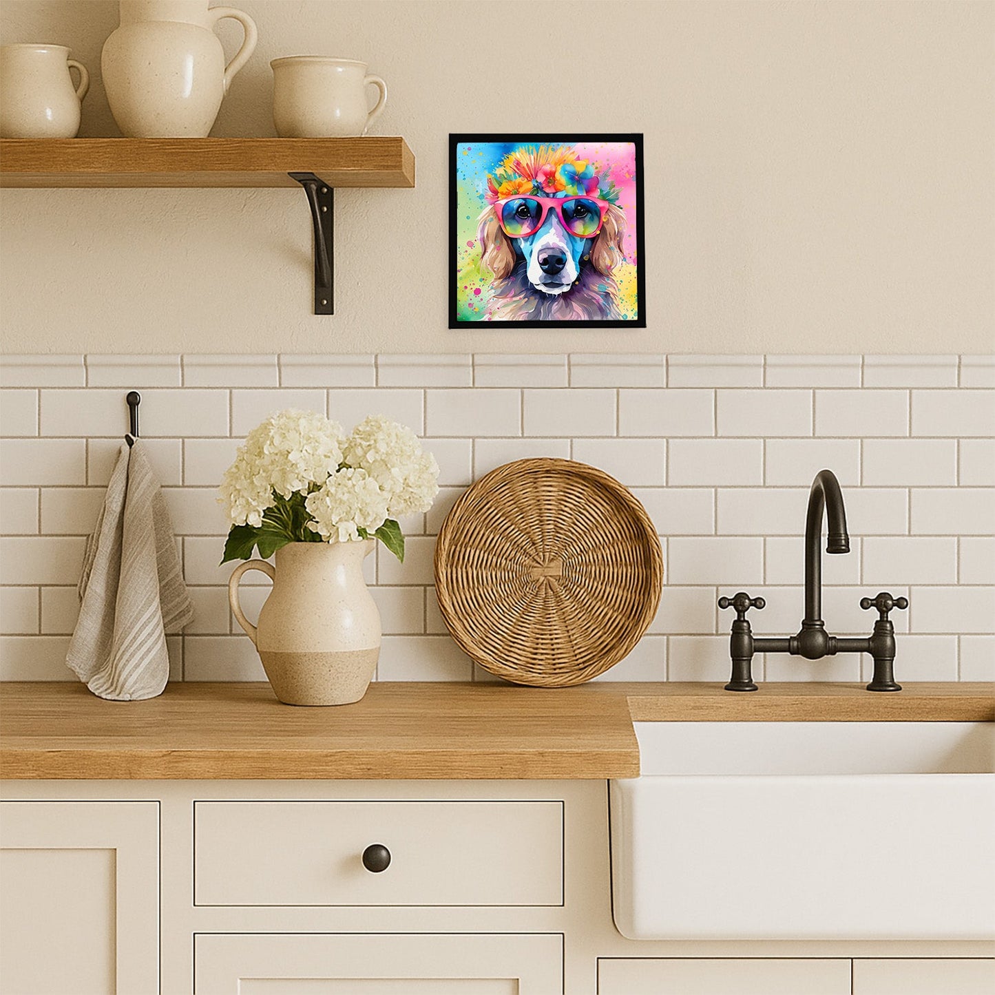 Poodle Hippie Dawg Framed Metal Print