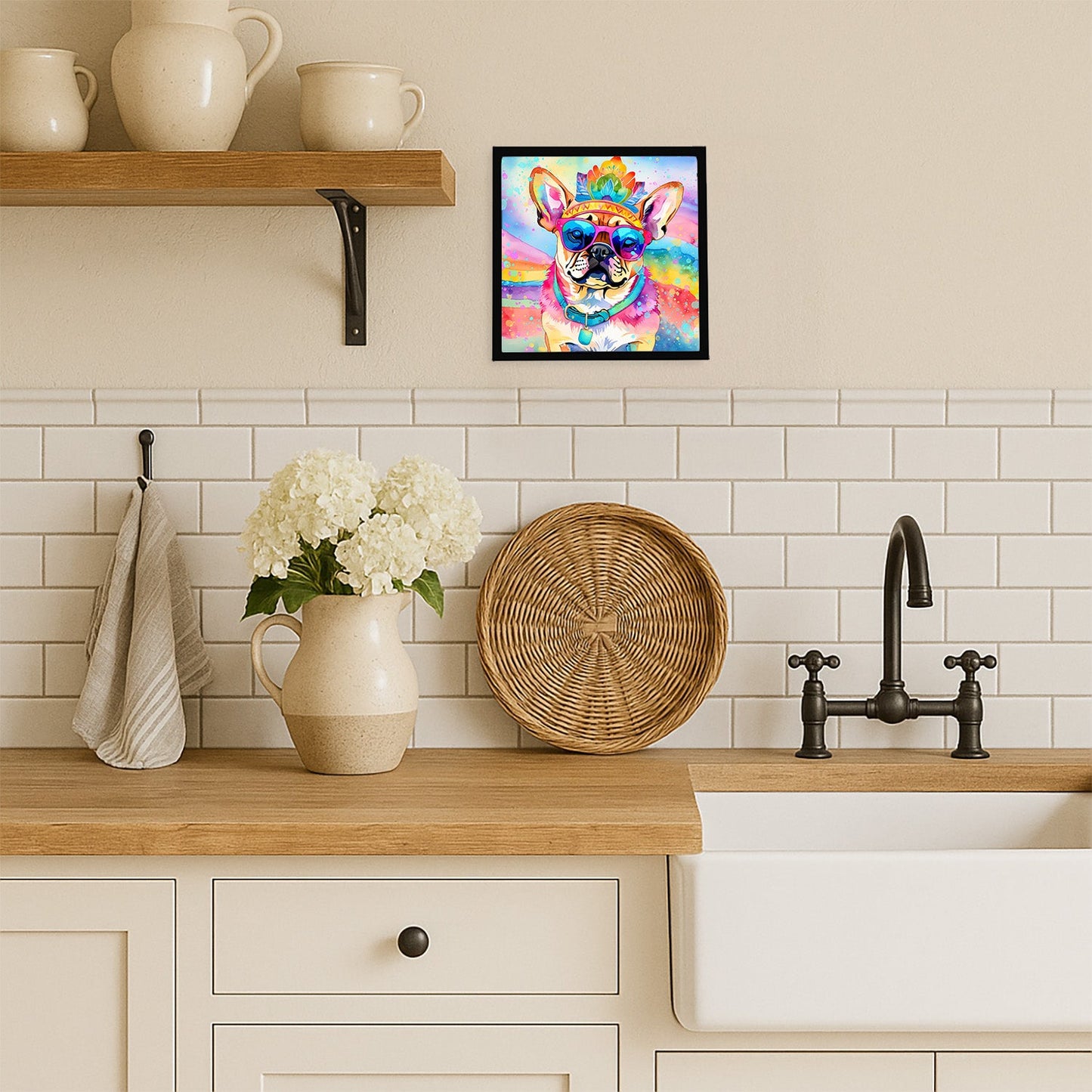 Pug Hippie Dawg Framed Metal Print