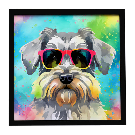 Schnauzer Hippie Dawg Framed Metal Print