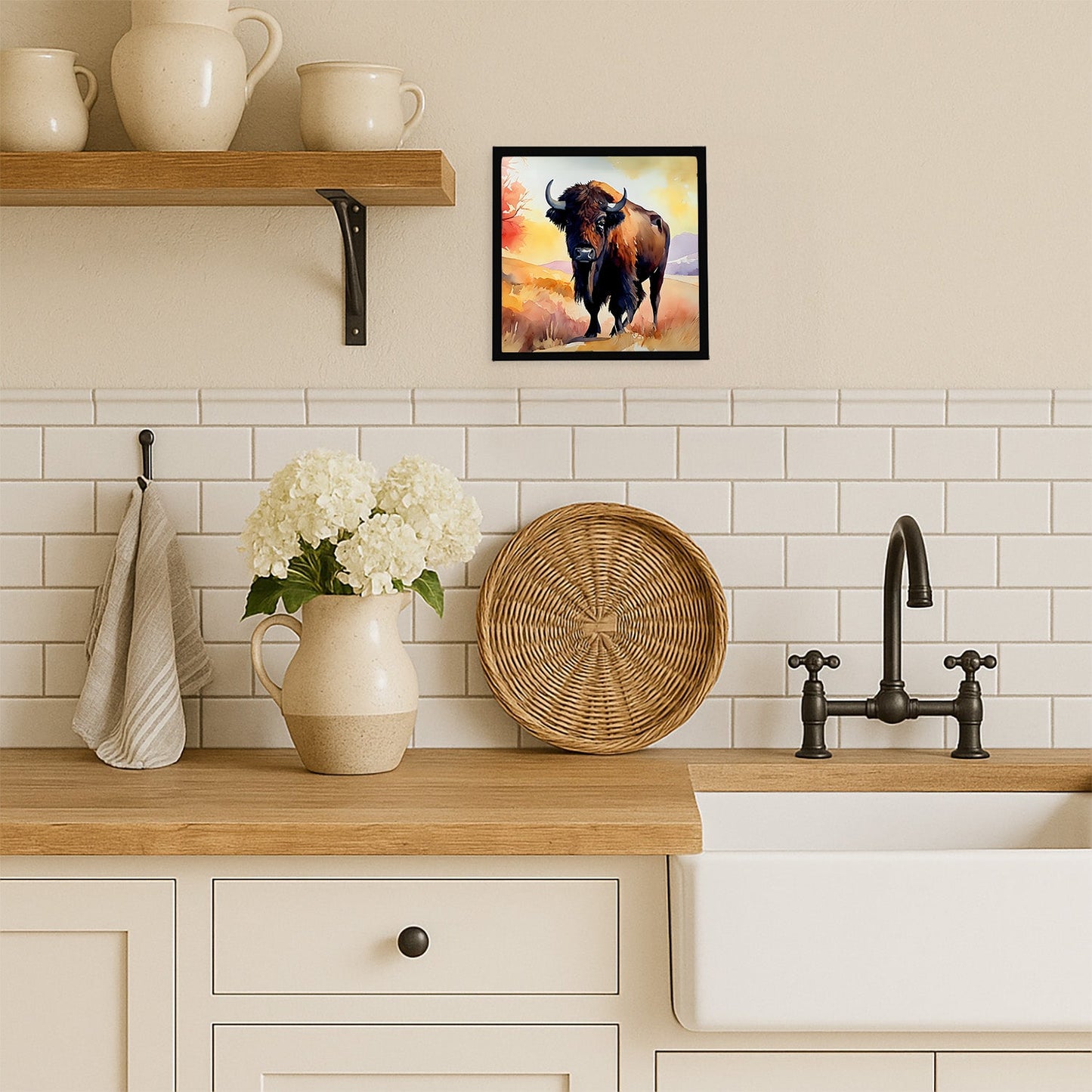 American Bison Framed Metal Print