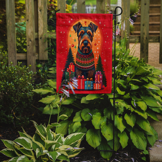 Airedale Terrier Holiday Christmas Garden Flag – Outdoor Decorative Yard Flag