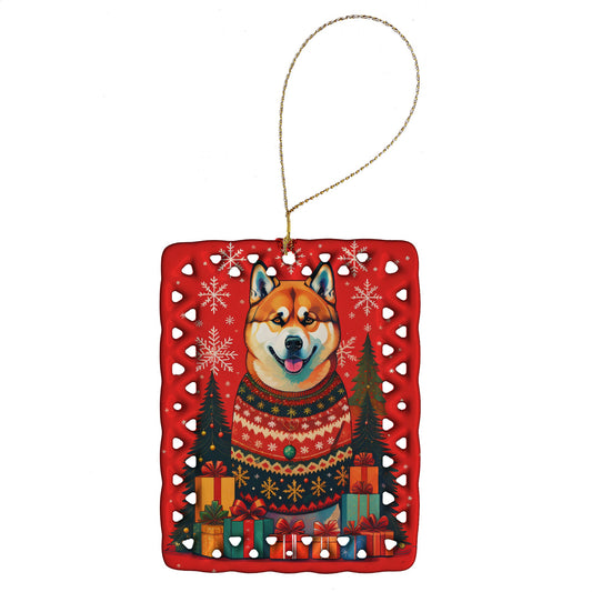 Akita Holiday Christmas Porcelain Ornament