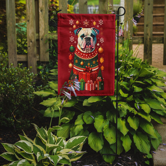 American Bulldog Holiday Christmas Garden Flag – Outdoor Decorative Yard Flag