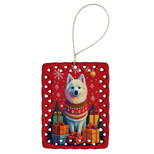 American Eskimo Holiday Christmas Porcelain Ornament