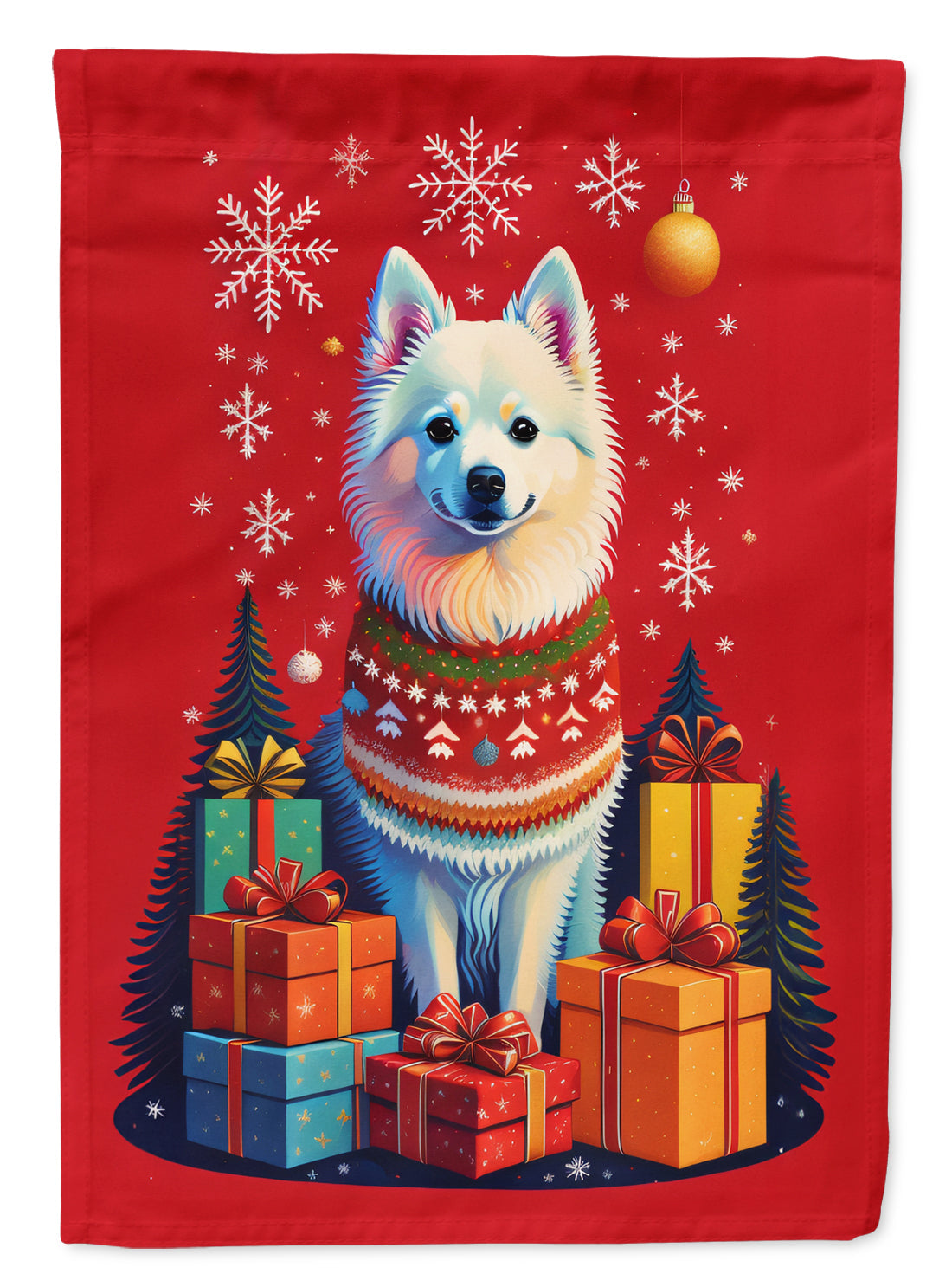 American Eskimo Holiday Christmas Garden Flag – Outdoor Decorative Yard Flag