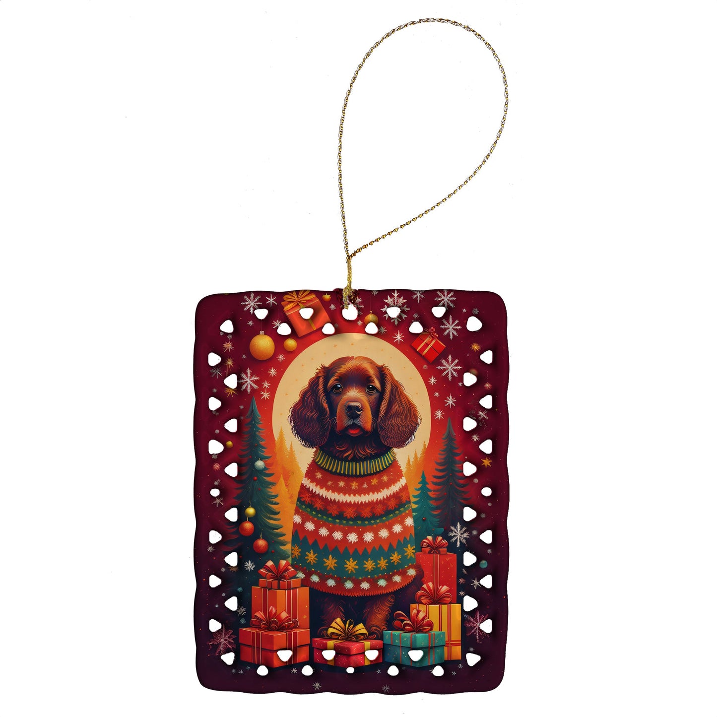 American Water Spaniel Holiday Christmas Porcelain Ornament