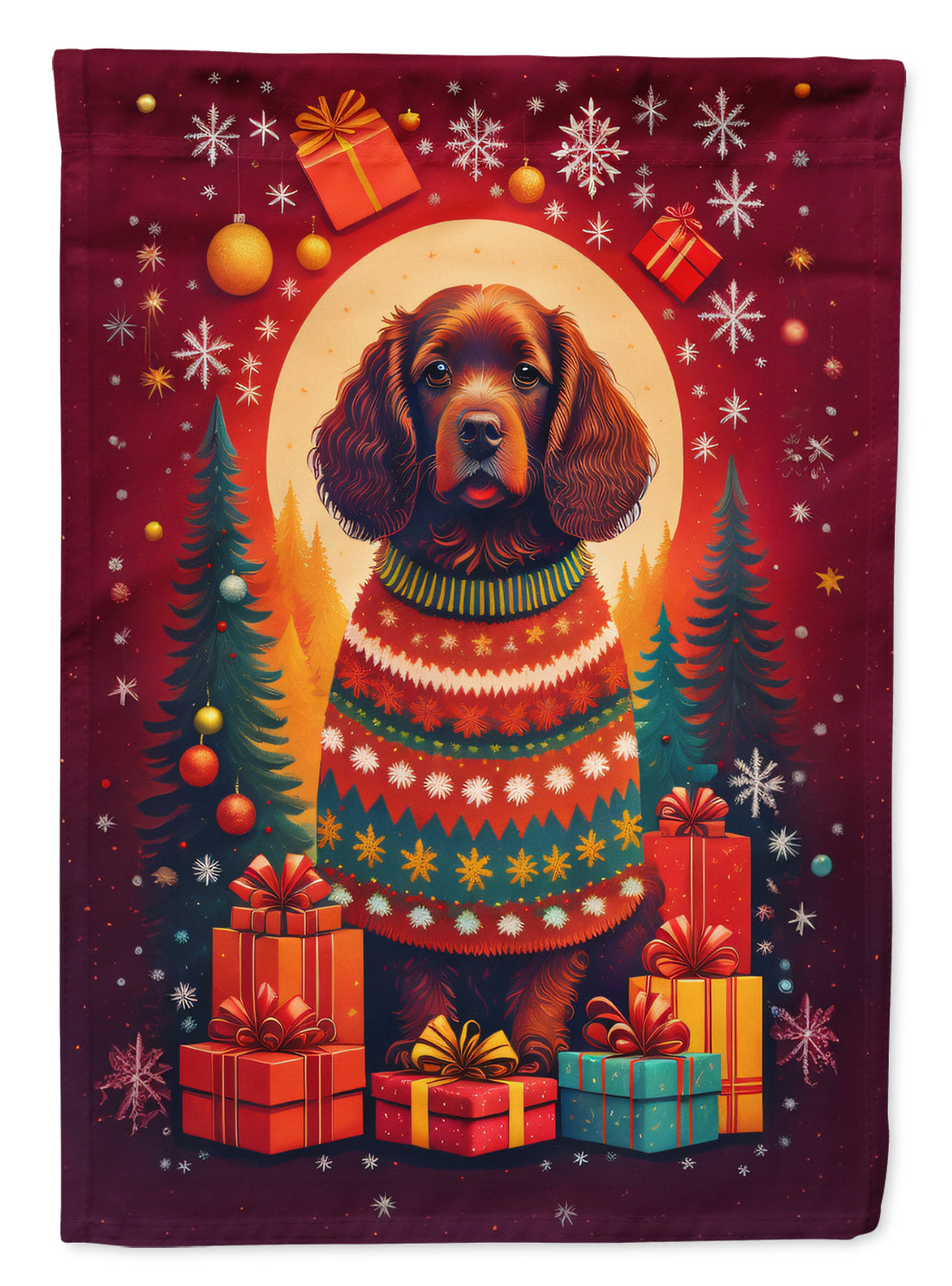 American Water Spaniel Holiday Christmas Garden Flag – Outdoor Decorative Yard Flag