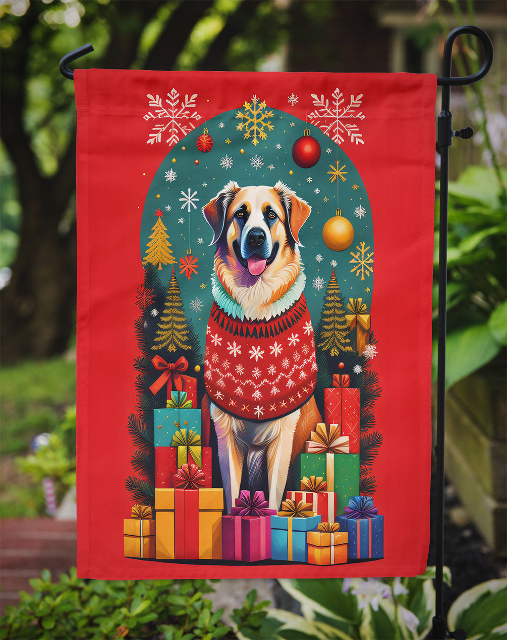 Anatolian Shepherd Dog Holiday Christmas Garden Flag – Outdoor Decorative Yard Flag