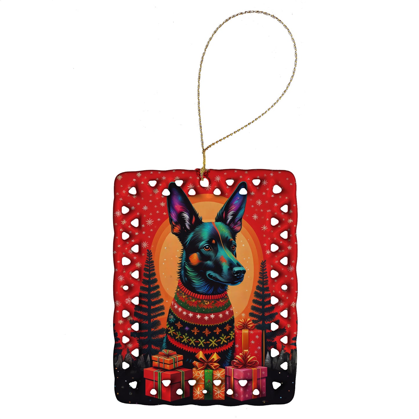 Australian Kelpie Holiday Christmas Porcelain Ornament