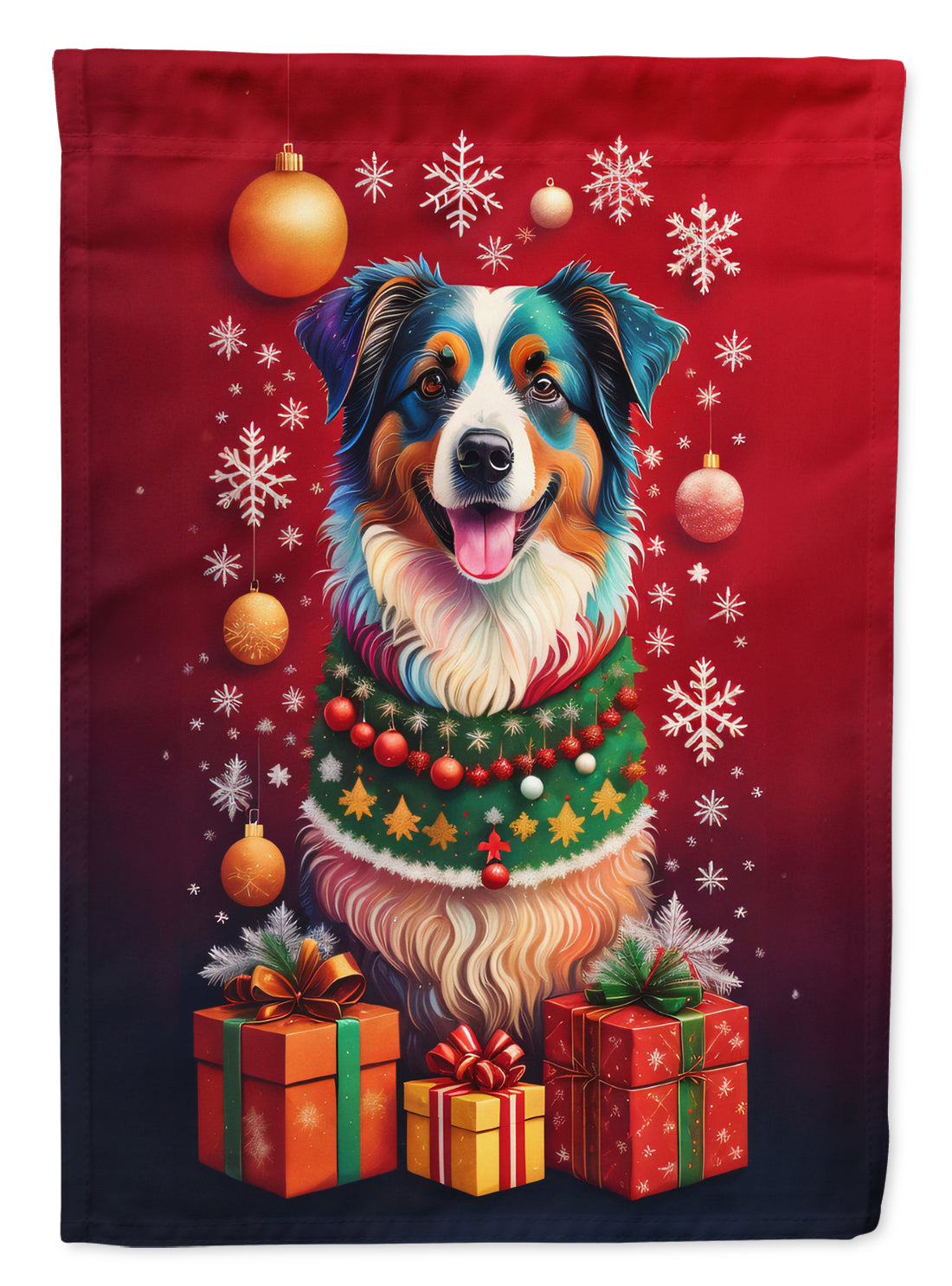 Australian Shepherd Holiday Christmas Garden Flag – Outdoor Decorative Yard Flag
