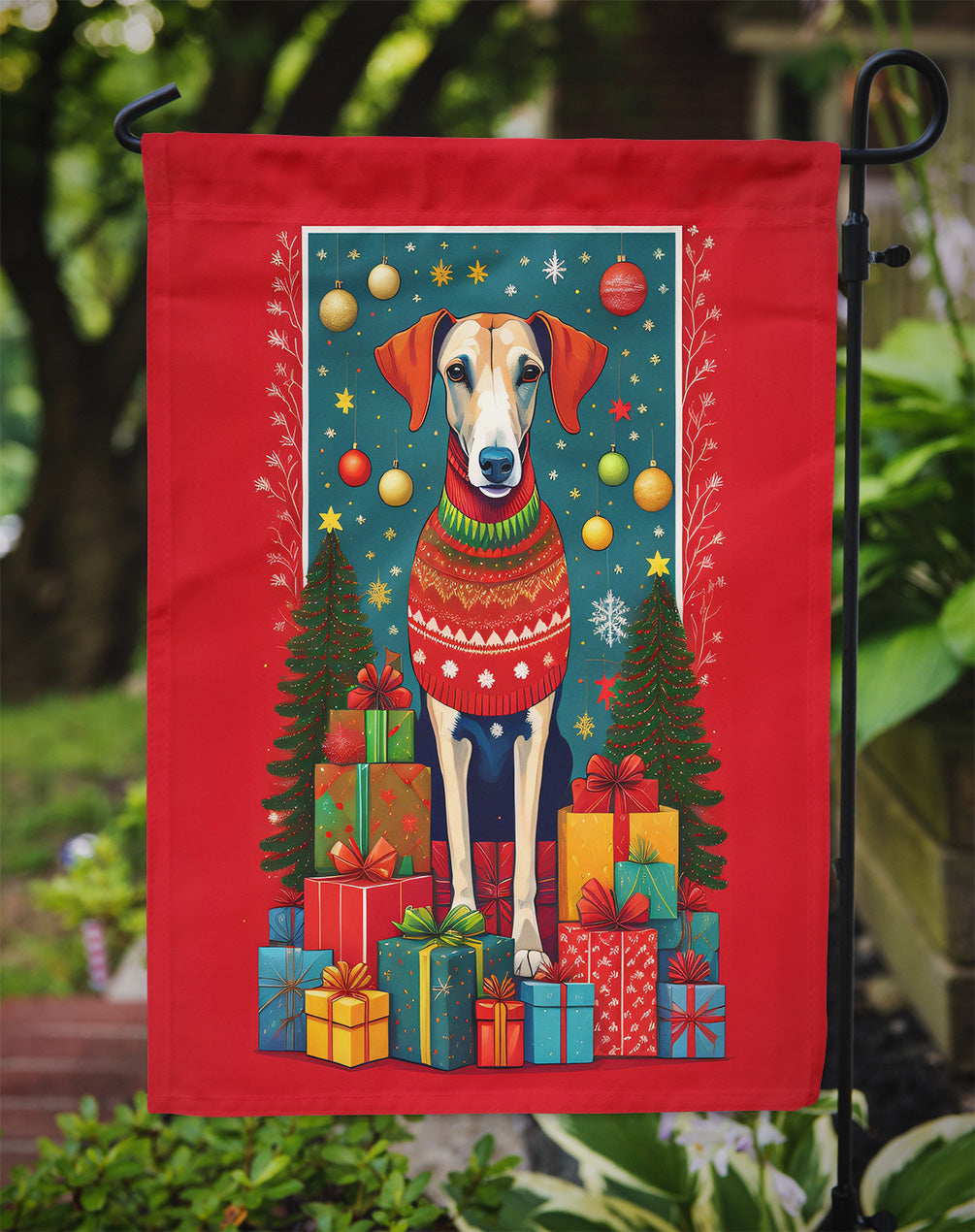 Azawakh Hound Holiday Christmas Garden Flag – Outdoor Decorative Yard Flag