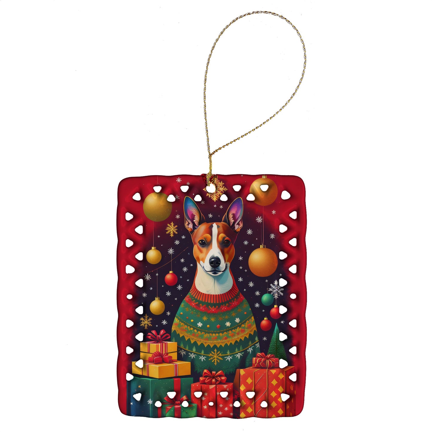 Basenji Holiday Christmas Porcelain Ornament