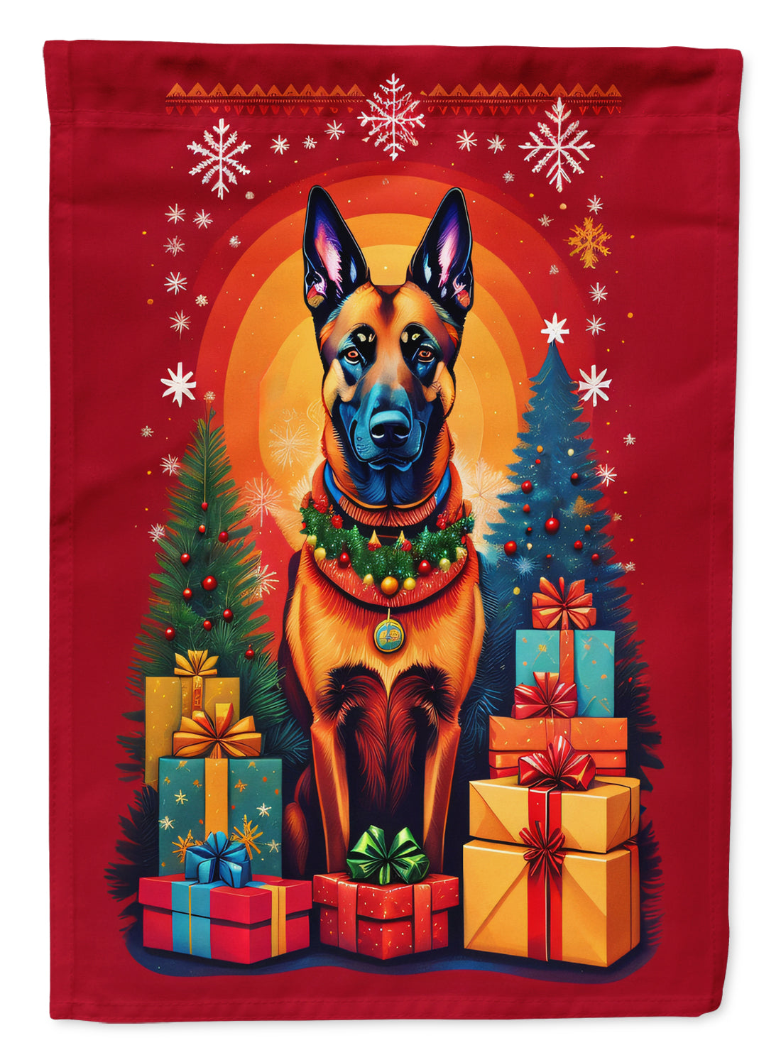 Belgian Malinois Holiday Christmas Garden Flag – Outdoor Decorative Yard Flag