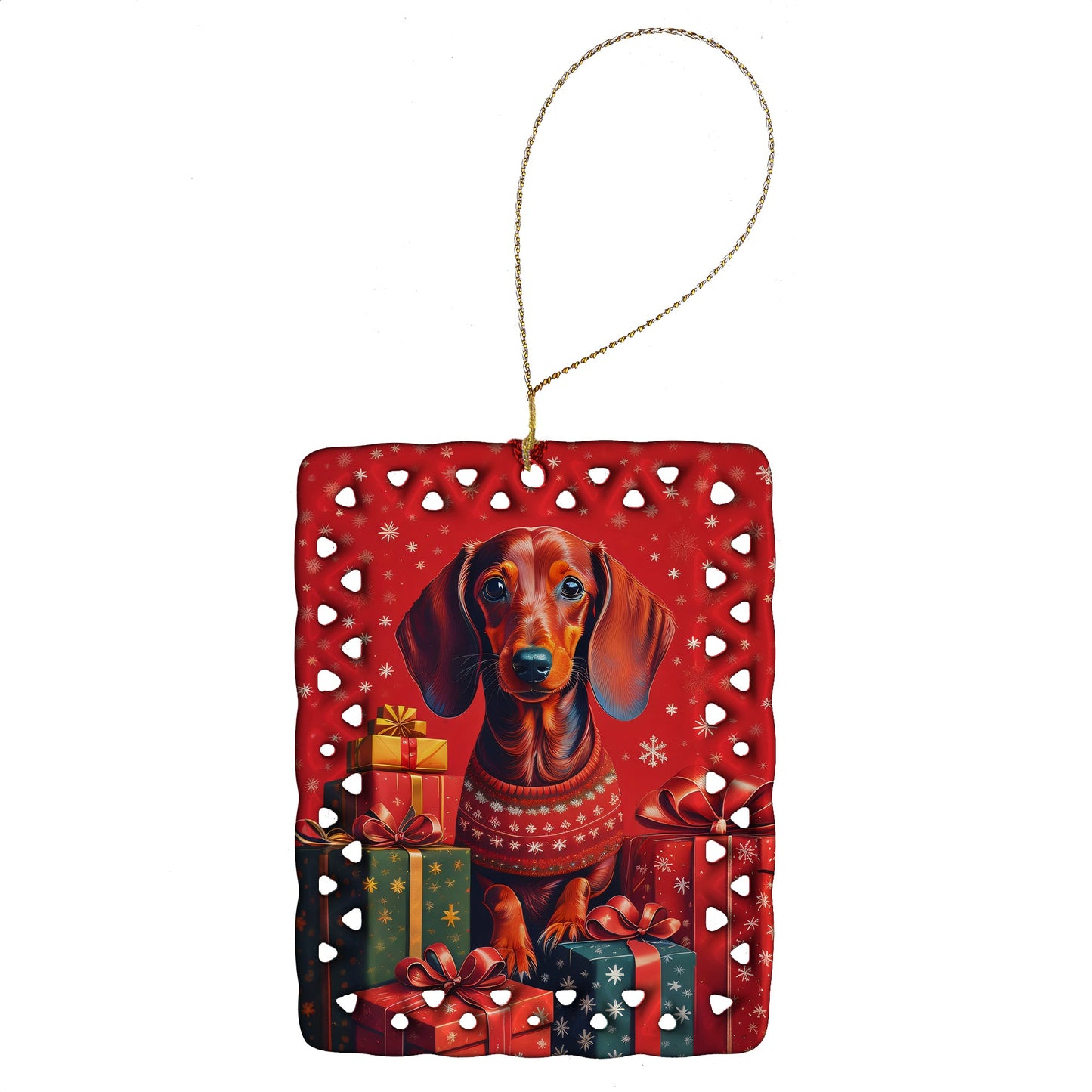 Dachshund Holiday Christmas Porcelain Ornament