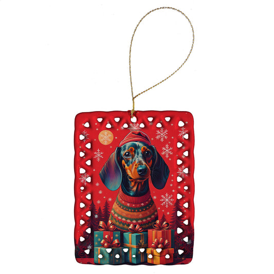 Dachshund Holiday Christmas Porcelain Ornament