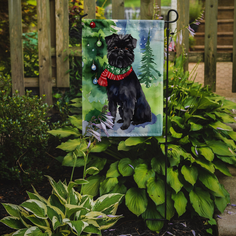 Affenpinscher Christmas Garden Flag – Cozy Dog Holiday Decor with Tree & Presents