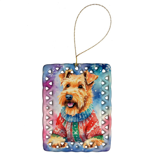 Airedale Terrier Christmas Porcelain Ornament