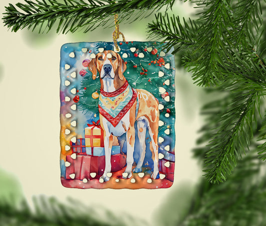 American English Coonhound Christmas Porcelain Ornament