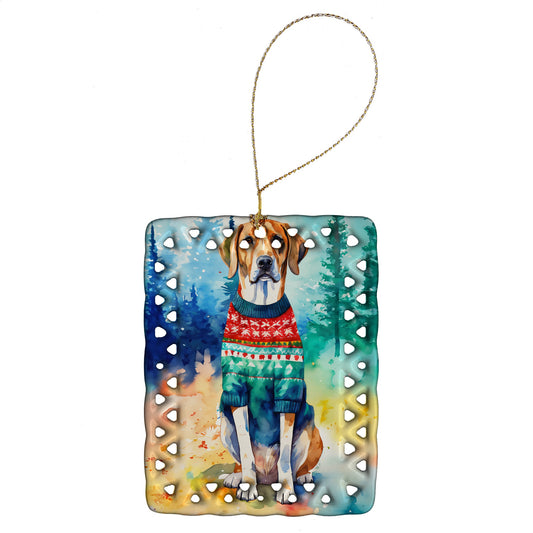 American English Coonhound Christmas Porcelain Ornament