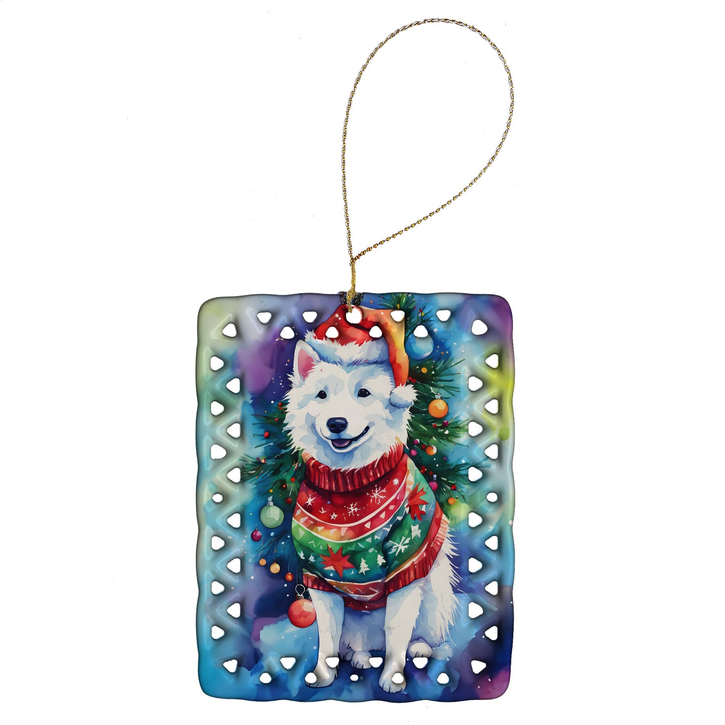 American Eskimo Christmas Porcelain Ornament