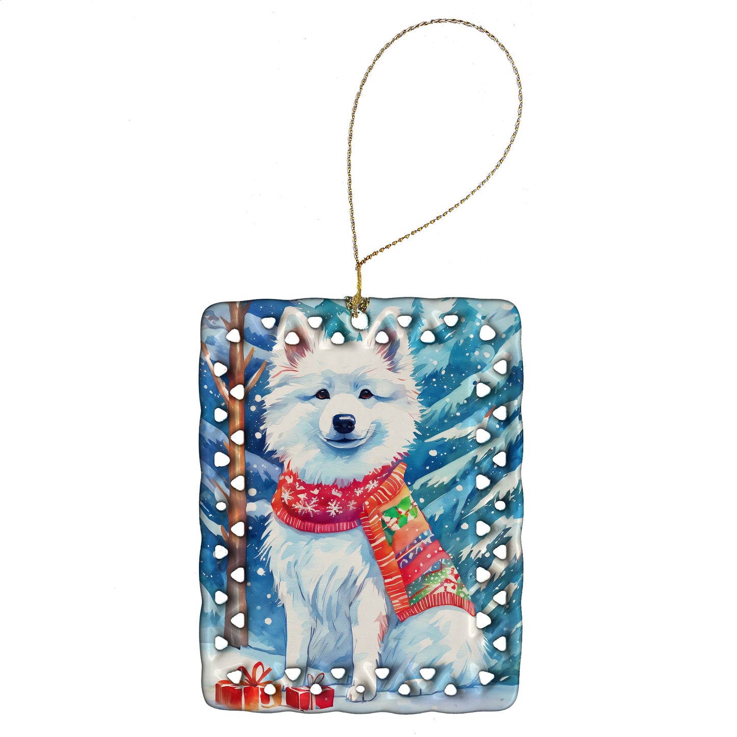 American Eskimo Christmas Porcelain Ornament