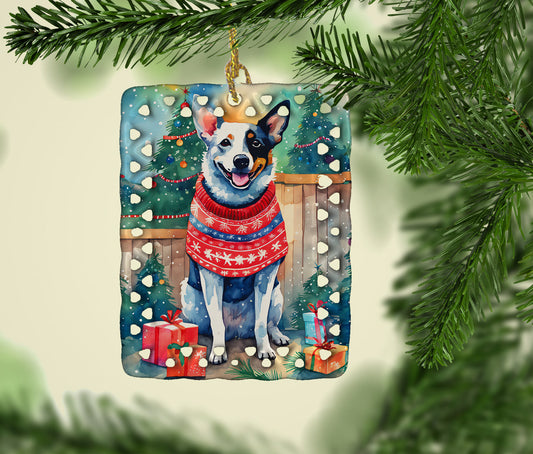 Australian Cattle Dog Christmas Porcelain Ornament