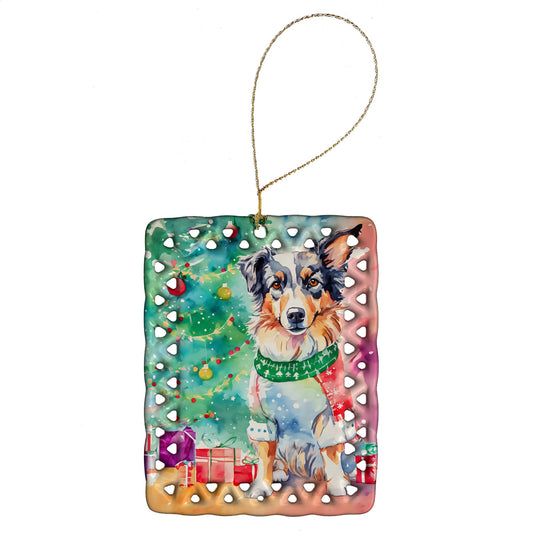 Australian Shepherd Christmas Porcelain Ornament