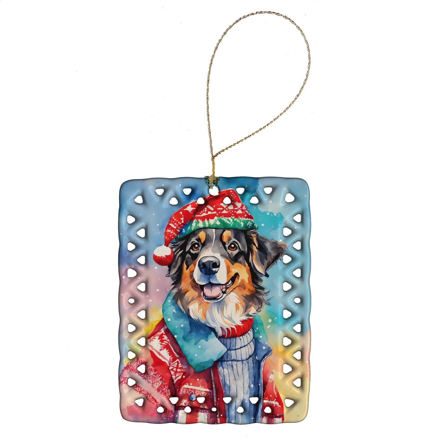 Australian Shepherd Christmas Porcelain Ornament