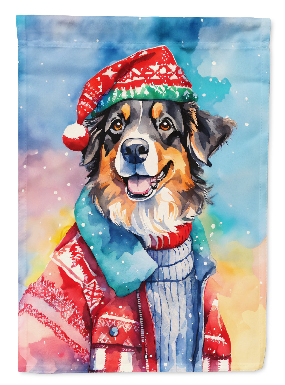 Australian Shepherd Christmas Garden Flag – Cozy Dog Holiday Decor with Tree & Presents