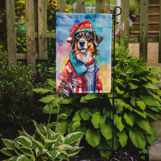 Australian Shepherd Christmas Garden Flag – Cozy Dog Holiday Decor with Tree & Presents