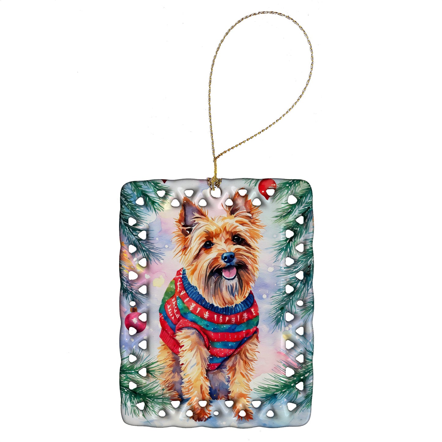 Australian Terrier Christmas Porcelain Ornament