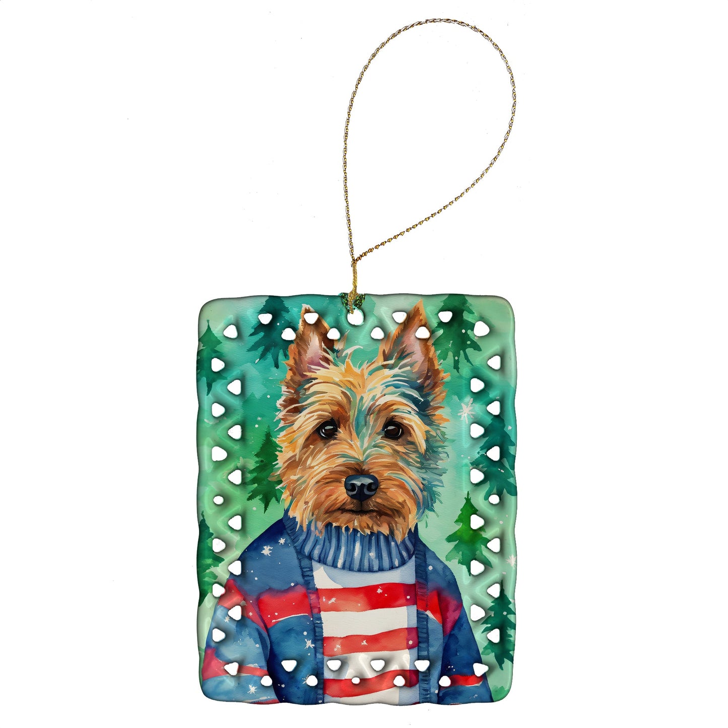 Australian Terrier Christmas Porcelain Ornament